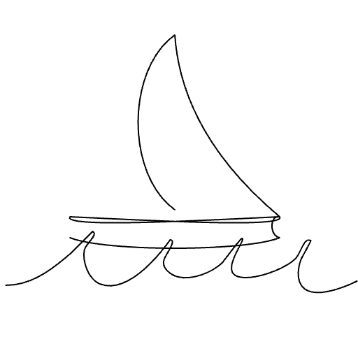 A terrible sketch of some waves complimented by a surprisingly graceful one-line rendition of a sailboat added by the model